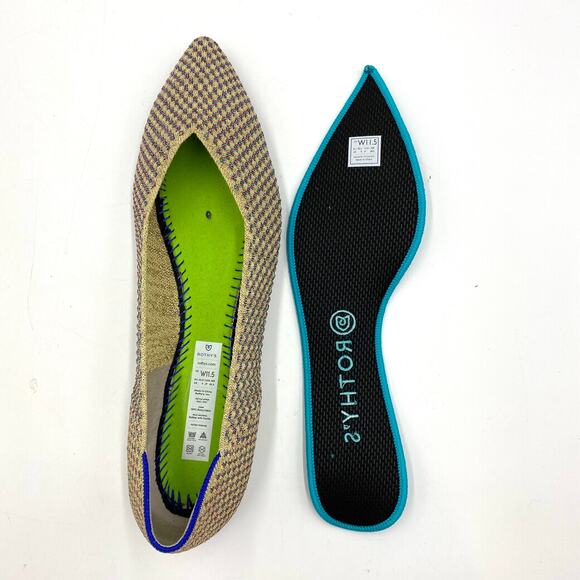 Rothy's The Point Multi Metallic Flat 11 New Gold Eco Friendly Retired - Picture 8 of 12